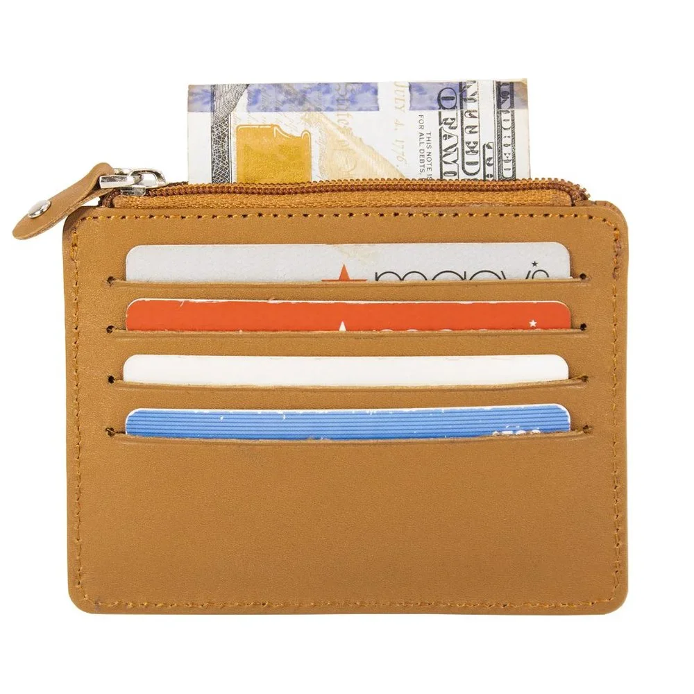 Genuine Leather Credit Card Holder, Mini Card Wallet for Women